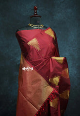 Majestic Maroon - Hamsavalli – Soft Silk Elegance saree with temple weaving rich pallu